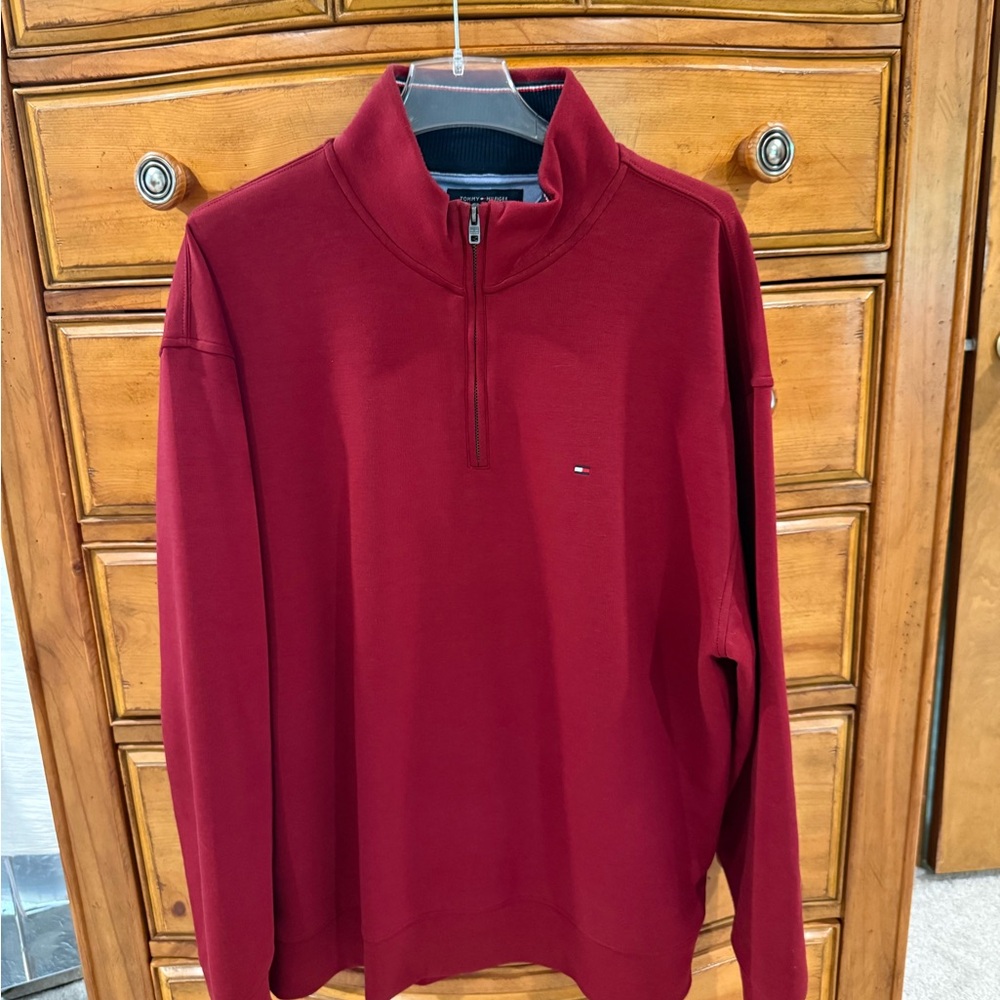 Tommy Hilfiger Men's Burgundy Zip-Up Sweater